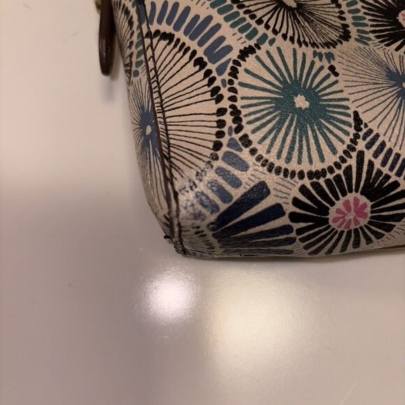 Fossil Faux Leather Blue Starburst Pattern Crossbody Bag Purse Medium Zip Top - Picture 16 of 16